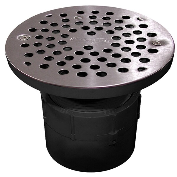 3in. PVC Over Pipe Fit Drain Base with 3in. Plastic Spud and 6in. Stainless Steel Strainer
